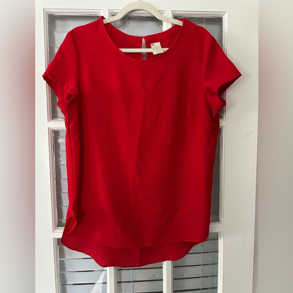 Japna Women’s L Red Cap Sleeve Blouse Back Keyhole Opening | SKU 0698